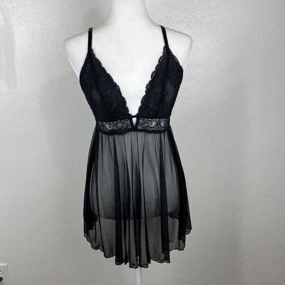 RACHEL Rachel Roy Night Gown Women Large Black Floral Lace Slip Mini Bedroom - Picture 12 of 12